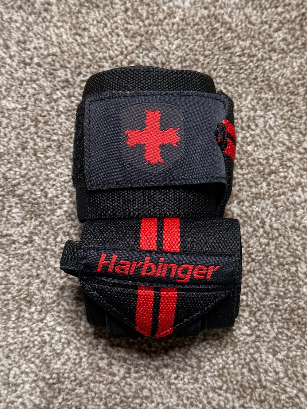 Harbinger Black and Red Weight Lifting Wrist Wraps Pair
